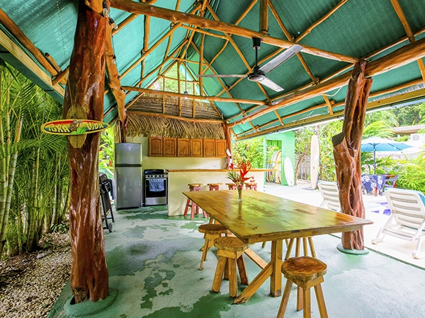 Covered outdoor lounge and gathering area at Aloha Surf Nosara Covered outdoor lounge and gathering area at Aloha Surf Nosara